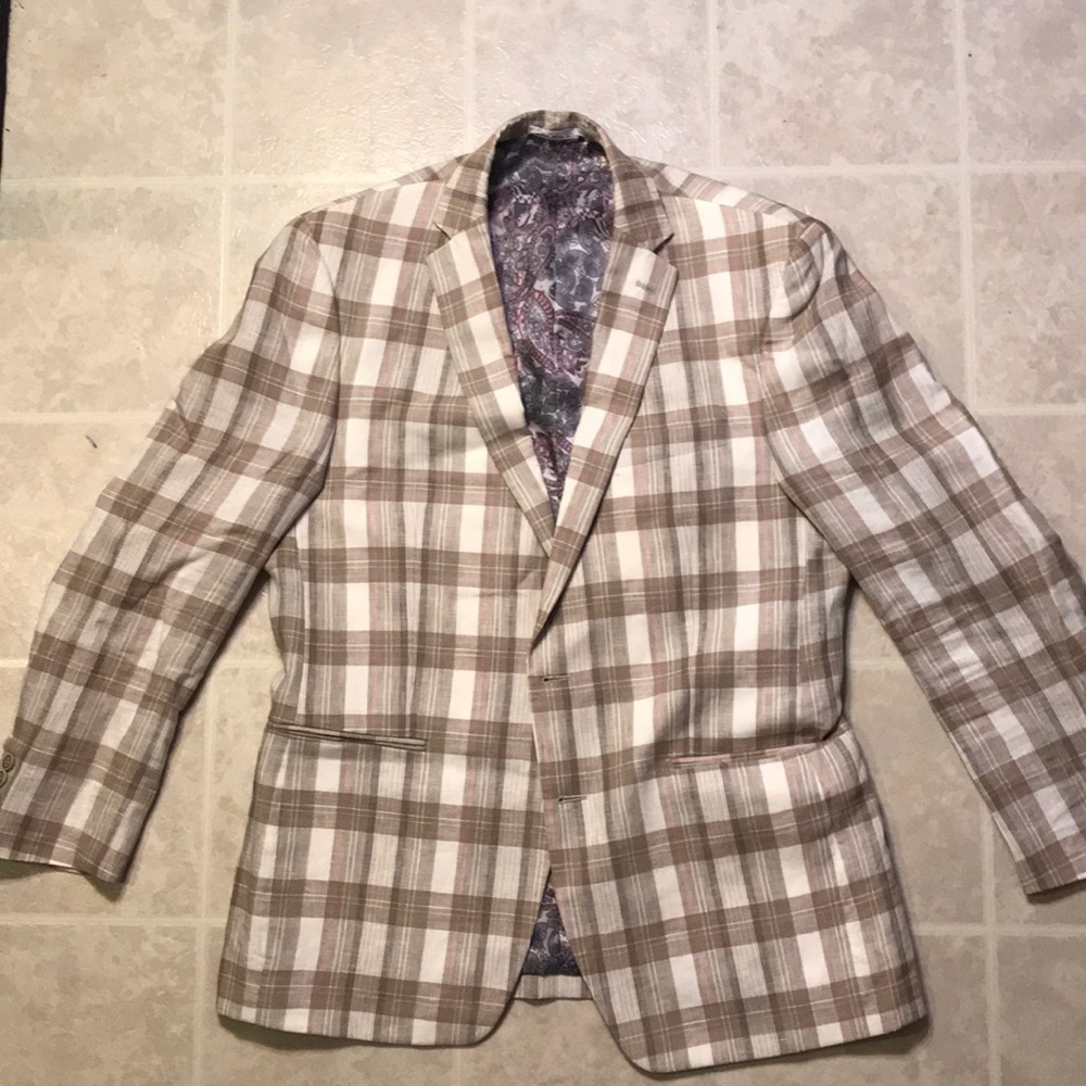 Men’s linen plaid suit jacket